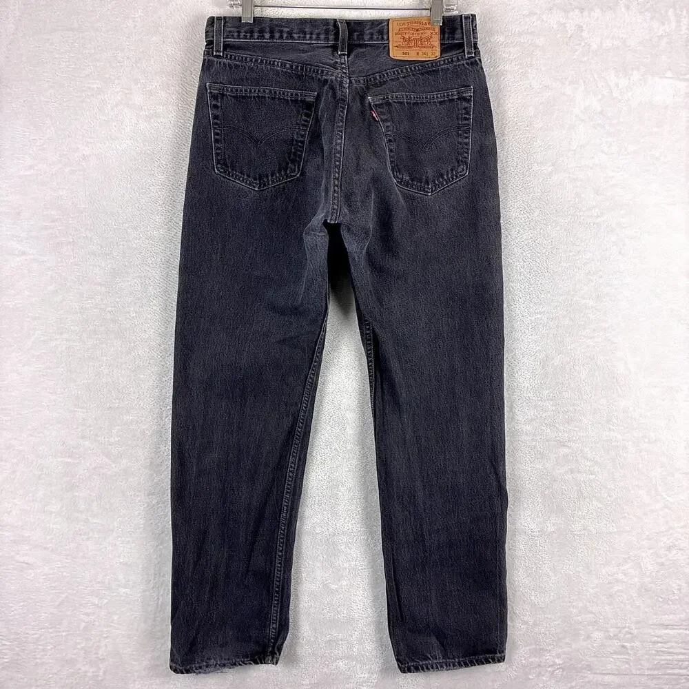 VTG Levis 501 Jeans Mens 34x32 (32x30) Sulphur Black 0660 Button Fly Made in USA